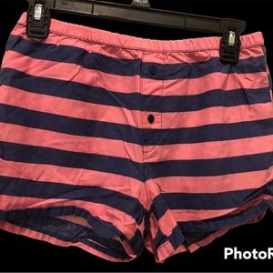 Worn old navy boxer shorts. Size XL but fit like a small.  Worn as sleepwear